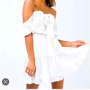 PRINCESS POLLY Eyelet Off The Shoulder short Summer Dress size 12